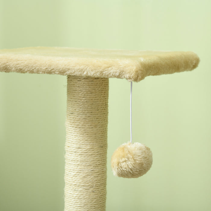 Cat Tree with Scratching Post and Rest Pad, 72cm - Plush Cream White Finish - Ideal for Indoor Cats' Play and Exercise