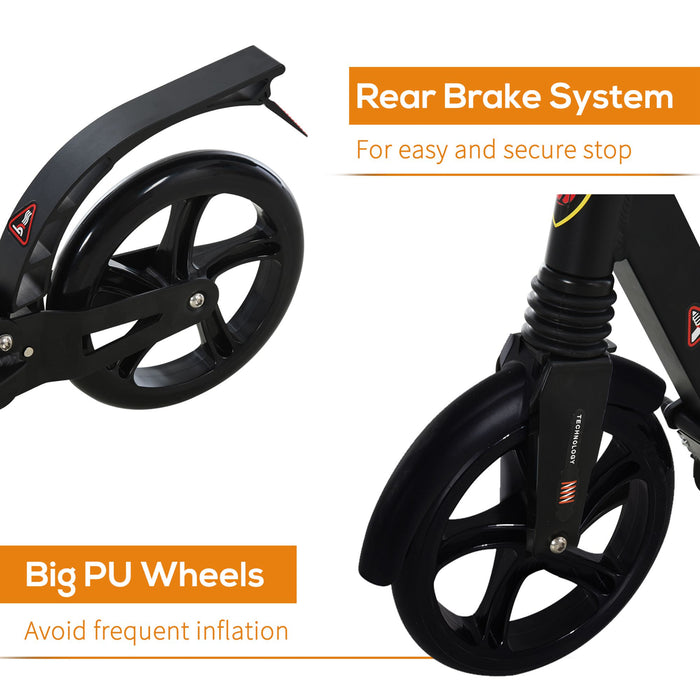 Kick Scooter with 2 Large Wheels - Adjustable Folding Design for Teens & Adults 14+ - Smooth Ride for Urban Commuting and Fun