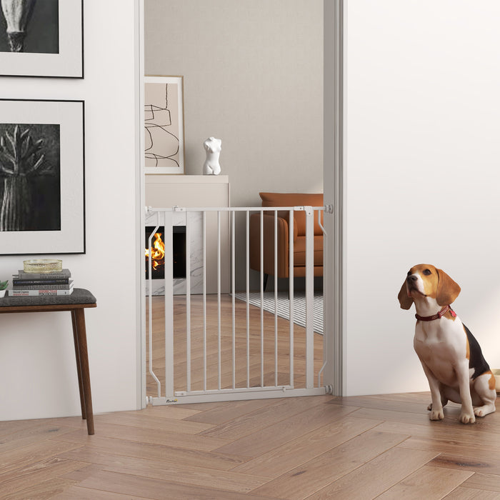 Extra Wide Pet Barrier with Walk-Through Door - Durable Pressure-Mount for Doorways, Hallways & Stairs - Ideal for Keeping Dogs Safe and Contained