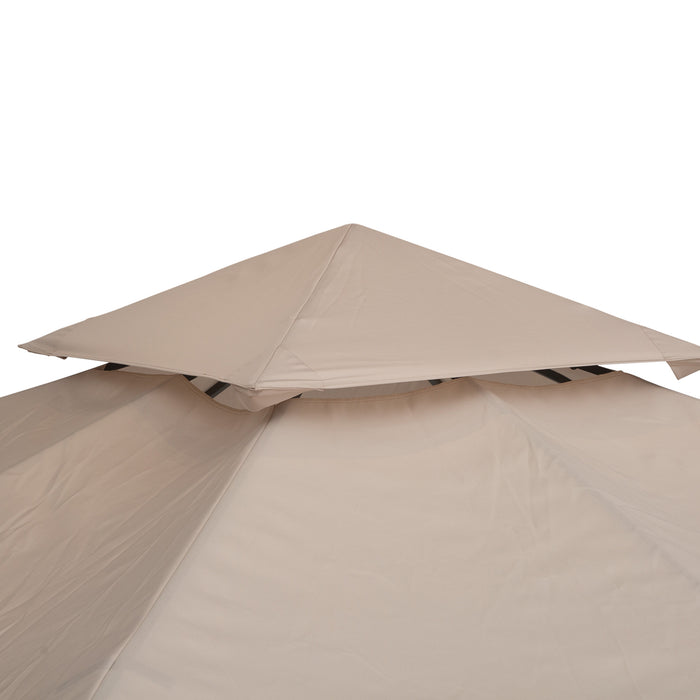 Double Tier Gazebo Canopy Replacement - 3x3m Deep Beige Pavilion Roof Cover - Ideal for Outdoor Shelter and Patio Upgrade