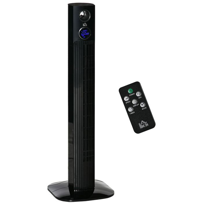 38-inch Electric Oscillating Fan with Aroma Feature - 12-Hour Timer, LED Touch Panel, Includes Remote Control - Ideal for Freshening Rooms & Comfort Cooling