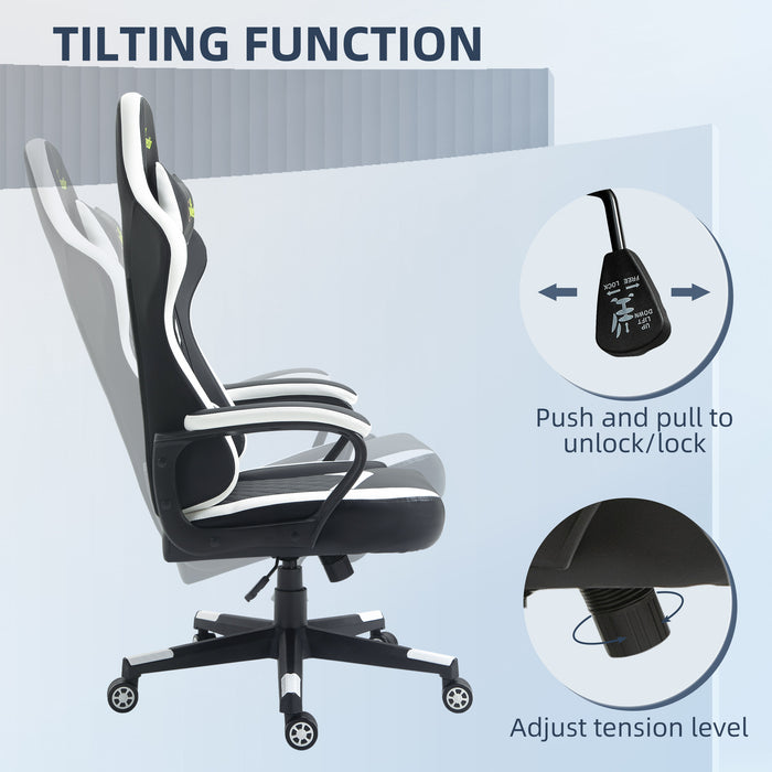 Ergonomic Racing-Style Gaming Chair - Adjustable Lumbar Support, Headrest, 360° Swivel Casters, Premium PVC Leather - Comfortable Home Office Chair for Gamers and Professionals