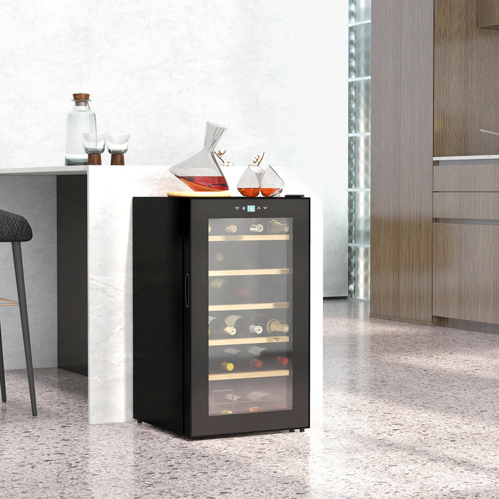 24 Bottles Freestanding Wine Fridge - 65L Single Zone Cooler with Digital Touch Screen, LED Lighting, Glass Door - Ideal for Wine Enthusiasts and In-Home Bars