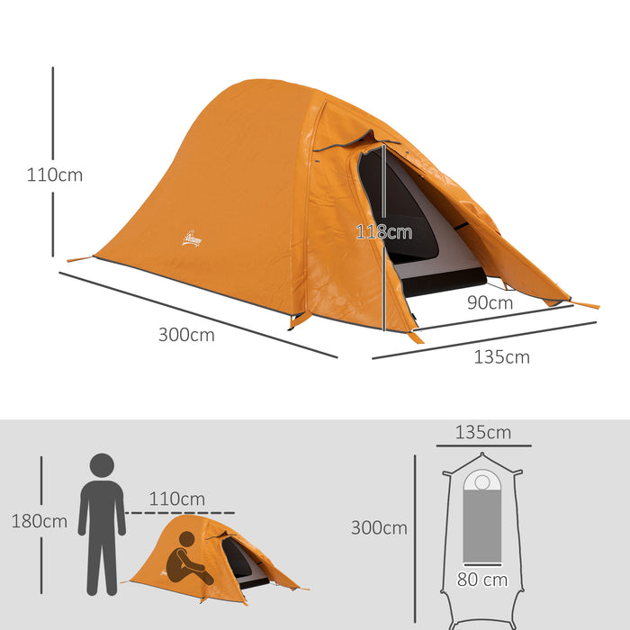 Double Layer Backpacking Shelter for 1-2 Persons - Durable 2000mm Waterproof and Lightweight Camping Tent with Carry Bag - Ideal for Hikers and Outdoor Enthusiasts