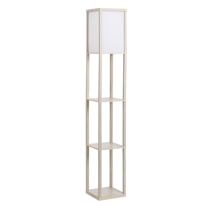 4-Tier Oak Floor Lamp with Storage Shelves - Contemporary Standing Light for Reading & Illumination - Ideal for Living Room, Bedroom, Office, and Dorm Spaces