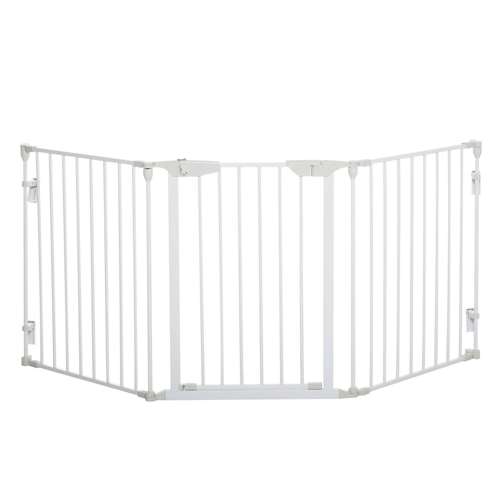 Pet Safety Gate 3-Panel - Adjustable Metal Playpen & Fireplace Barrier with Walk-Through Door - Ideal for Protection & Room Division