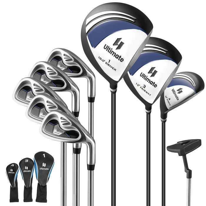 Golf Gear Pro - Men's 9 Pieces Complete Golf Club Set in Navy - Ideal for Beginners and Professional Golfers