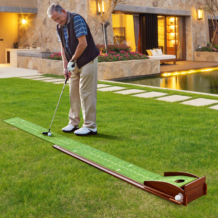 Golf Putting Mat Training Set - Auto Ball Return Feature with 3 Included Golf Balls - Ideal Aid for Golf Practice and Training at Home