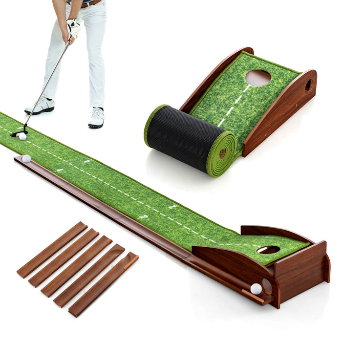 Golf Putting Mat Training Set - Auto Ball Return Feature with 3 Included Golf Balls - Ideal Aid for Golf Practice and Training at Home