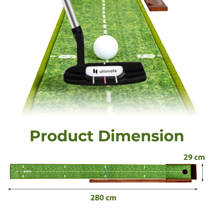 Golf Putting Mat Training Set - Auto Ball Return Feature with 3 Included Golf Balls - Ideal Aid for Golf Practice and Training at Home