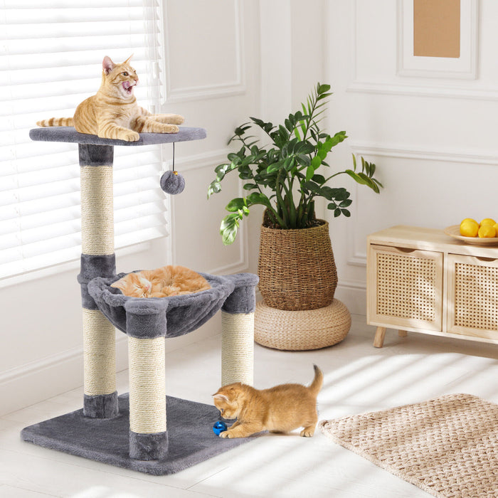 Cat Tree Palace - Multi-Level Activity Center with Top Perch & Scratching Posts, Blue - Ideal for Playful & Active Cats Exploring Their Environment