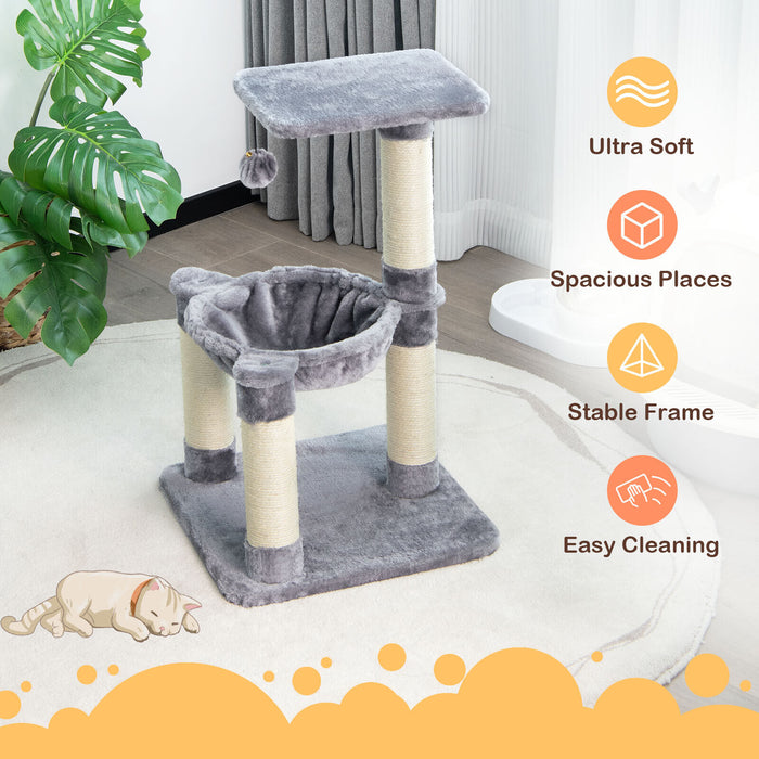 Cat Tree Palace - Multi-Level Activity Center with Top Perch & Scratching Posts, Blue - Ideal for Playful & Active Cats Exploring Their Environment