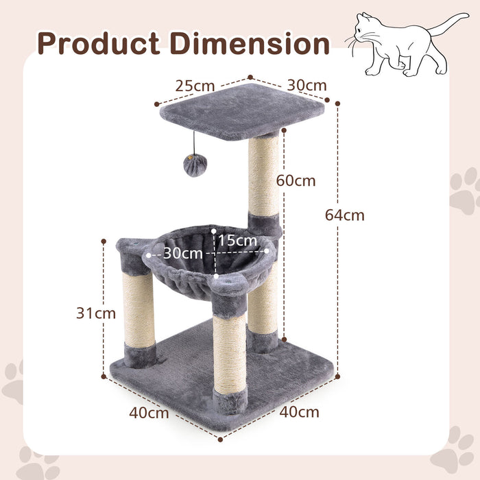 Cat Tree Palace - Multi-Level Activity Center with Top Perch & Scratching Posts, Blue - Ideal for Playful & Active Cats Exploring Their Environment