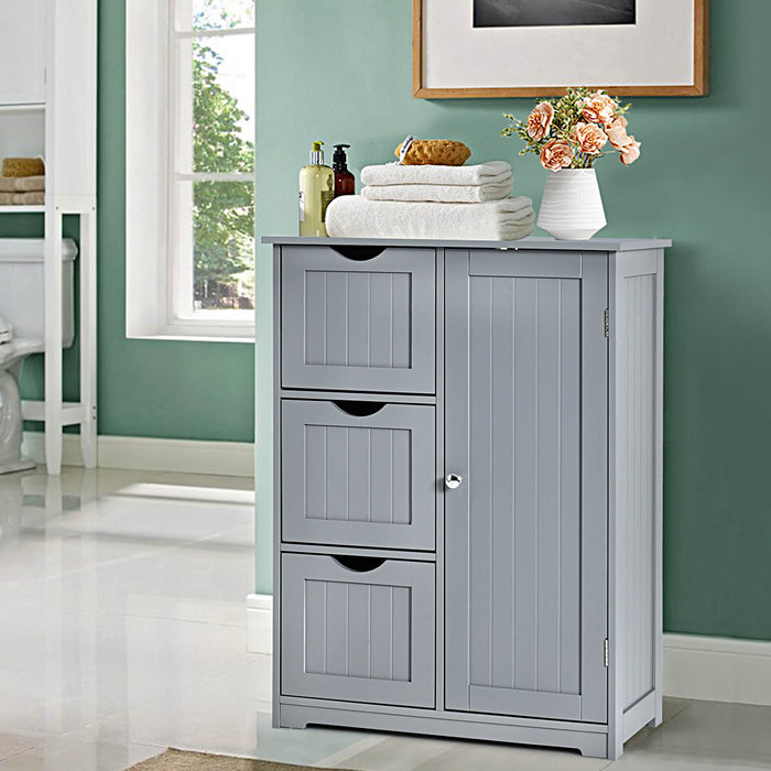 Freestanding Bathroom Cabinet - Single Door with 3 Storage Drawers - Ideal for Keeping Bathroom Neat and Organized