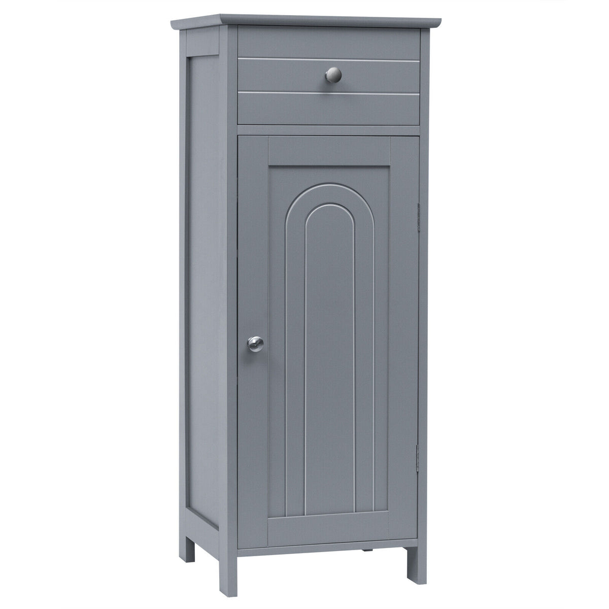 Freestanding 1-Door Bathroom Storage Cabinet - Adjustable Shelves and Drawer in Coffee Finish - Ideal for Organizing Bathroom Essentials