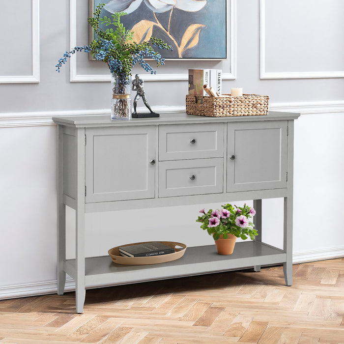 Blue Sideboard Buffet with Drawers - Solid Wood 2 Drawer & 2 Cabinet Storage - Perfect for Dining Room Organization