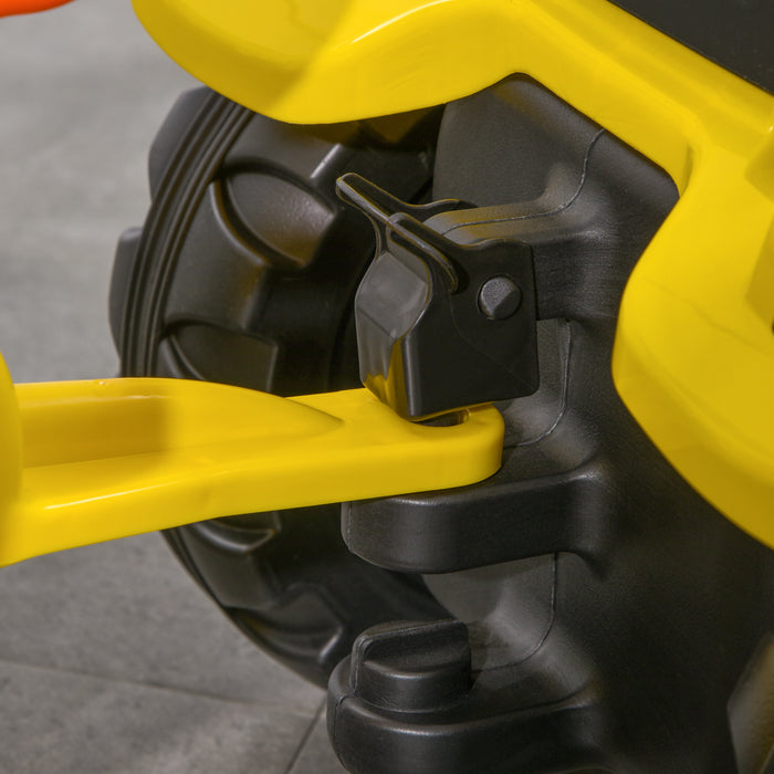 Pedal-Powered Go Kart Tractor with Attachable Shovel and Rake - Four-Wheeled Outdoor Ride-On Toy for Kids - Fun Yard Work and Play Vehicle for Children