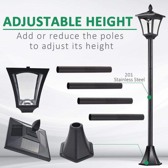 Outdoor Solar LED Post Lamp - Dimmable, Sensor-Activated Lantern for Garden Pathways, 1.6M Tall Bollard - Ideal for Illuminating Outdoor Spaces