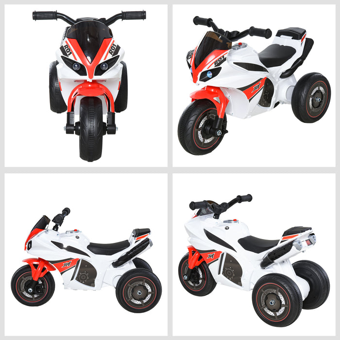 Kids Ride-On Police Bike - 3-Wheel Musical Vehicle with Lights and Safe Seat for Toddlers - Fun Learning Toy for Children Aged 18-36 Months, White