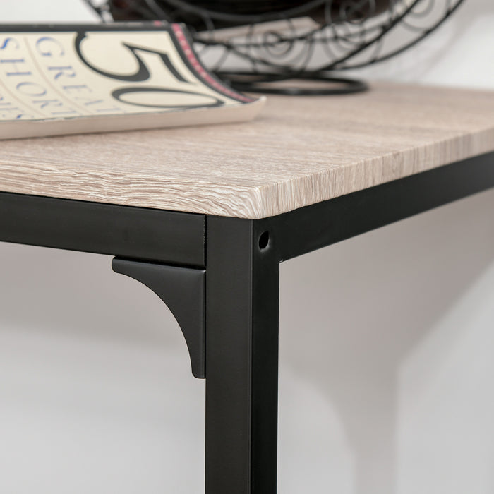 Industrial 3-Piece Table & Stool Set - Oak-Tone MDF Panels with Sturdy Metal Frame, Space-Saving Design - Perfect for Small Apartments and Lofts