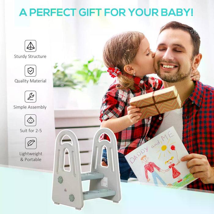 Kids' Two Step Stool - Toddler Ladder with Non-Slip Grip & Safety Feet Pads - Ideal for Bathroom Sink, Bedroom & Kitchen Assistance