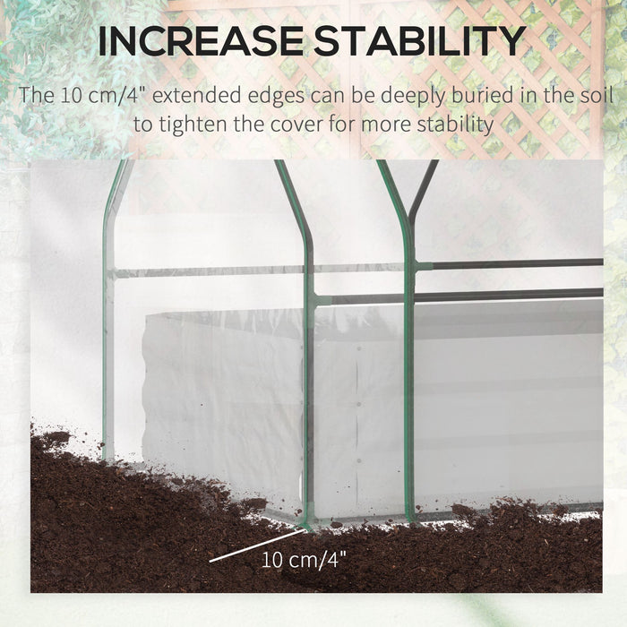 Steel Raised Garden Bed with Greenhouse - Durable Planter Box with Protective Plastic Cover and Ventilated Roll Up Window - Ideal for Cultivating Flowers and Vegetables, Size 127 x 95 x 92cm