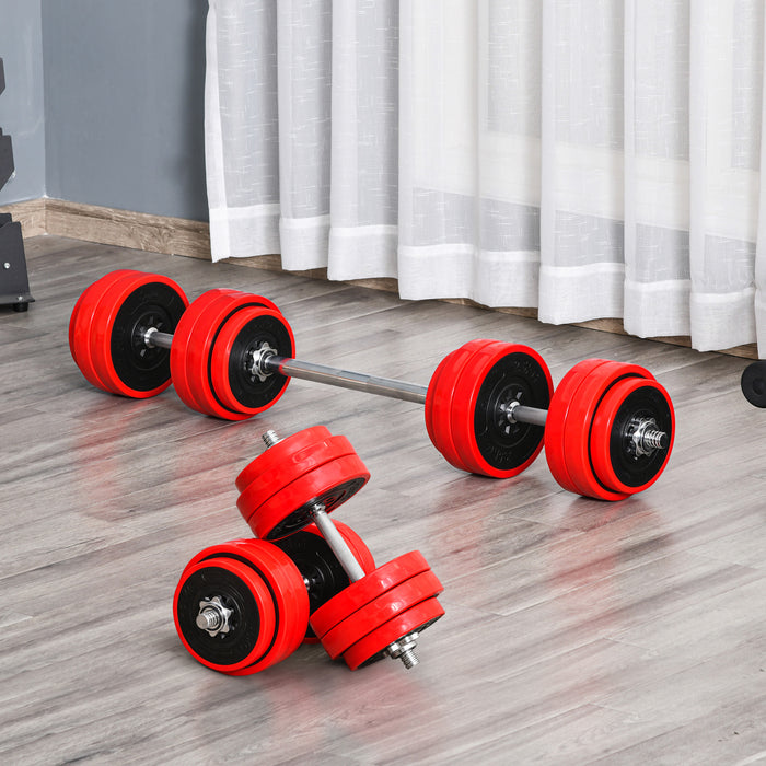 30KGS Adjustable Dumbbell & Barbell Set - Home Gym Strength Training Equipment with Fitness Plates & Bar Clamps - Ideal for Muscle Exercise & Sports Enthusiasts