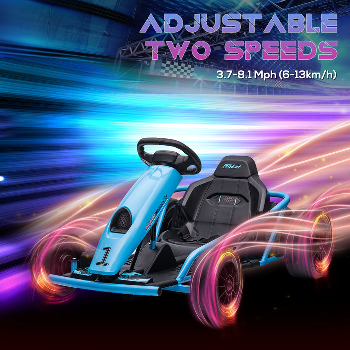 Electric Go Kart for Kids - 24V Drift Ride-On Racer with Dual Speed Settings, Blue - Perfect for Boys & Girls Aged 8-12 Years Old