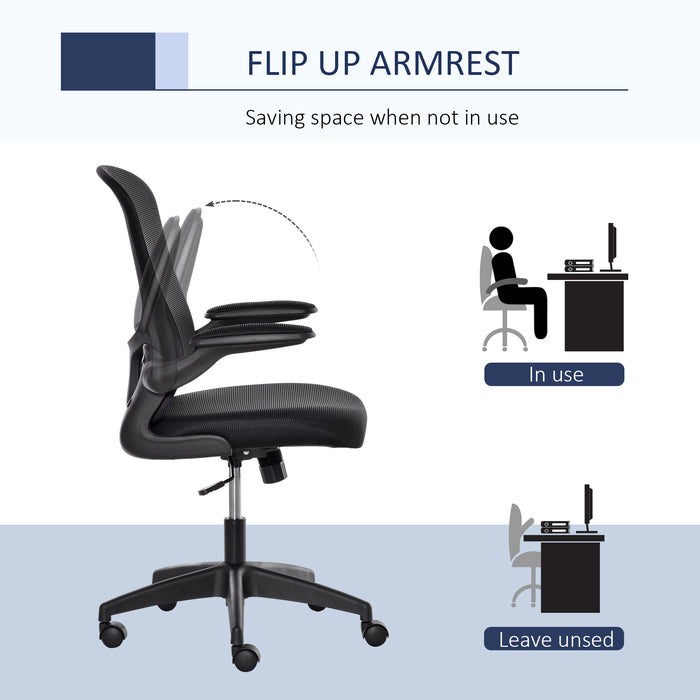 Ergonomic Mesh Swivel Chair - Adjustable Task Desk Chair with Lumbar Support and Flip-Up Arms - Ideal for Home Office Comfort and Productivity
