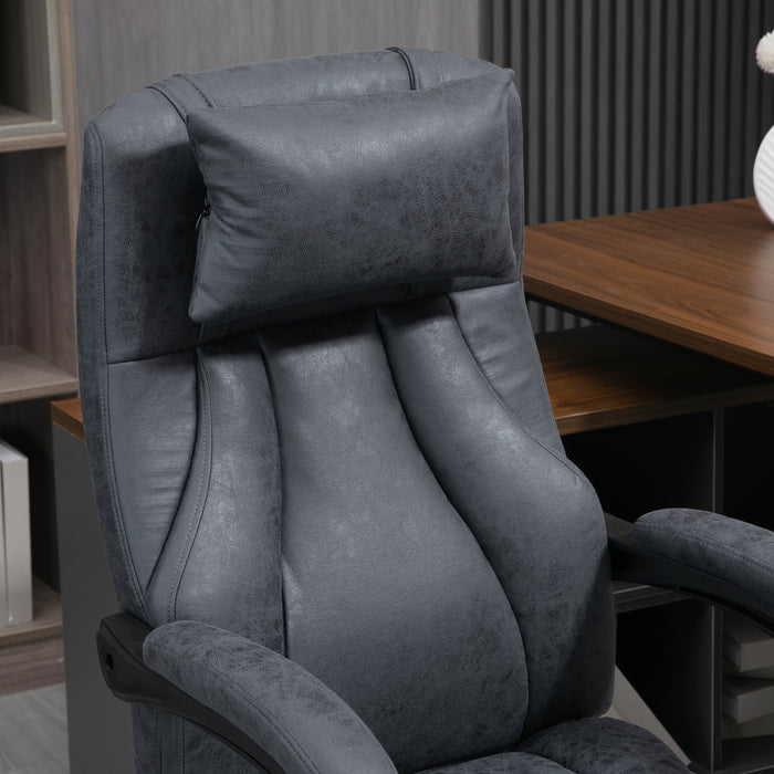 High Back Vibrating Massage Chair with Headrest - Ergonomic Reclining Computer Chair with Footrest and Swivel Wheels - Comfort for Home Office Use with Remote Control
