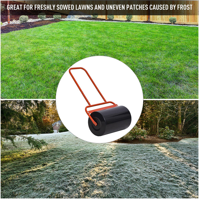 Garden Lawn Roller - Push/Tow 38L Capacity, Sand/Water Fillable, Heavy-Duty - Ideal for Home Garden and Backyard Lawn Maintenance, 32cm Diameter x 50cm Width