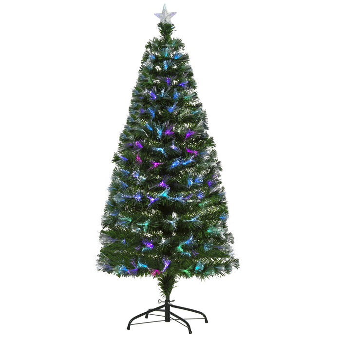 Tall 1.5m Fiber Optic Christmas Tree with Colorful LED Lights - Pre-Lit and Flash Mode Festive Holiday Decor for Home - Ideal for Creating a Warm Christmas Ambiance