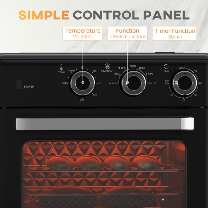 Countertop Convection Air Fryer Oven - 20L Oil-Less Mini Oven with Adjustable Temperature and Timer, 1400W - Ideal for Healthy Home Cooking