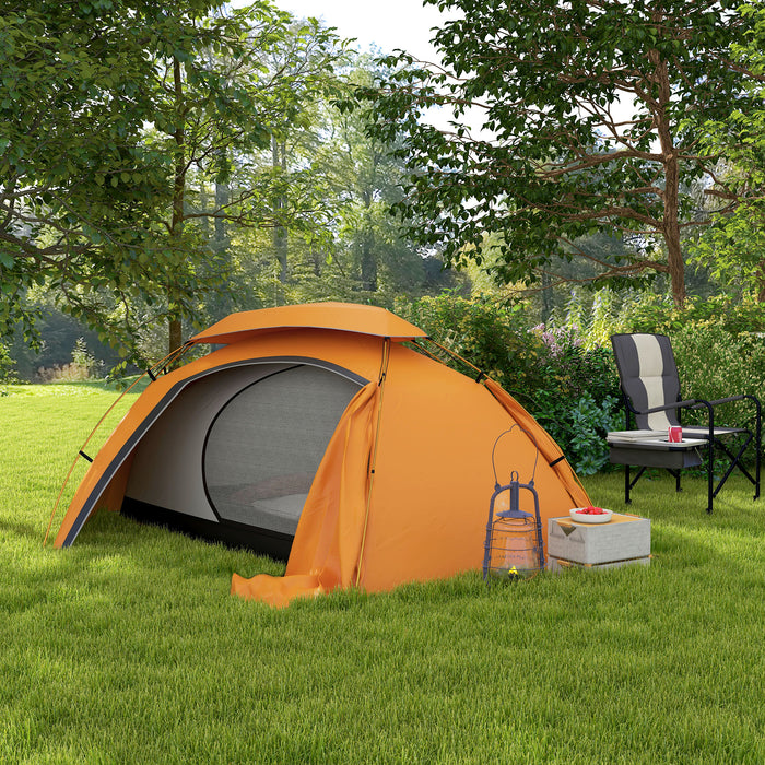 Lightweight Aluminum Frame Dome Camping Tent - 2000mm Waterproof with Removable Rainfly - Ideal for 1-2 Person Outdoor Adventures, Orange