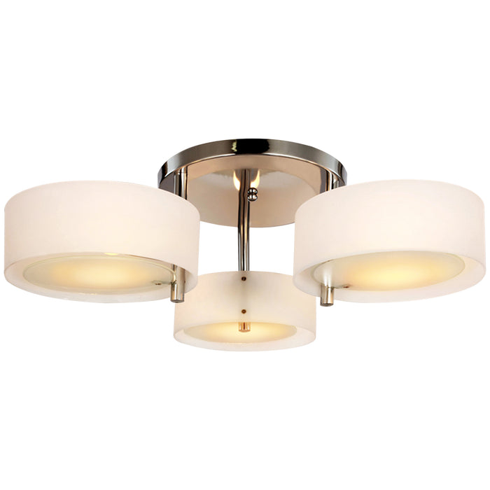 Acrylic Lamp 3-Light Pendant - Flush Mount Indoor Chandelier with Chrome Finish - Ideal for Office, Living Room, or Bedroom Lighting