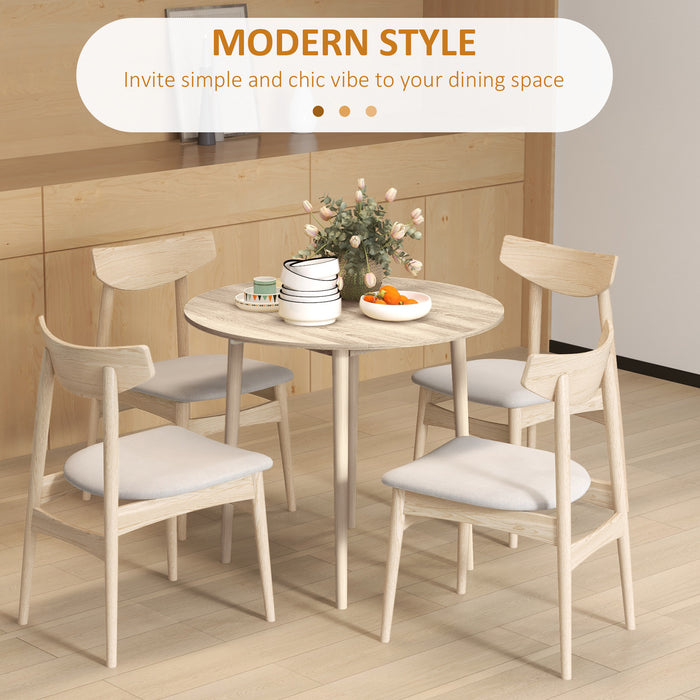 Round Drop-Leaf Folding Dining Table - Space-Efficient Wood Kitchen Table with Sturdy Legs - Ideal for Small Dining Areas, Natural Finish