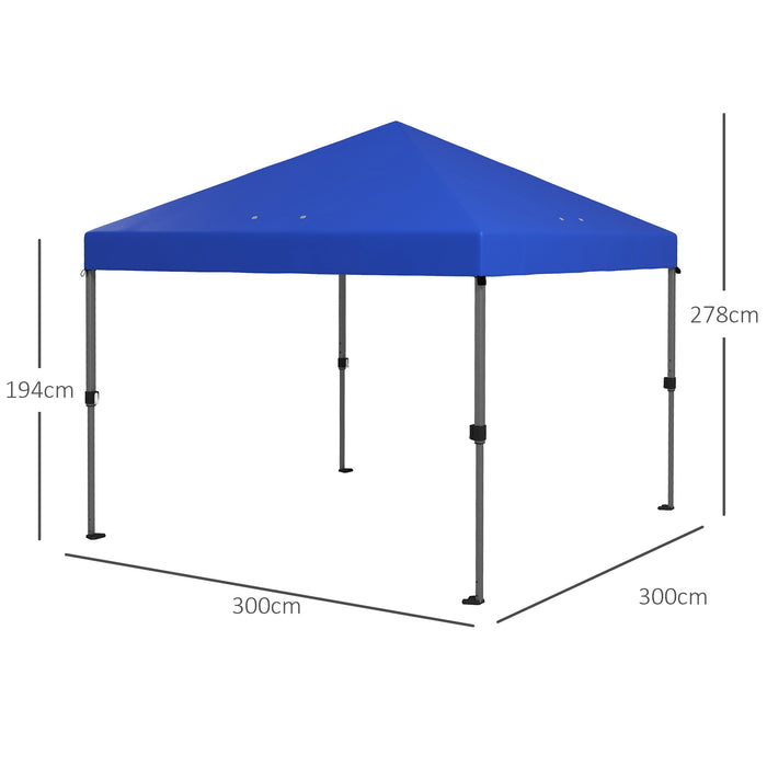 Easy Up 3x3 Meter Pop-Up Gazebo - 1-Person Setup Marquee Party Tent with 1-Button Push & Adjustable Legs - Includes Stakes & Ropes for Stability