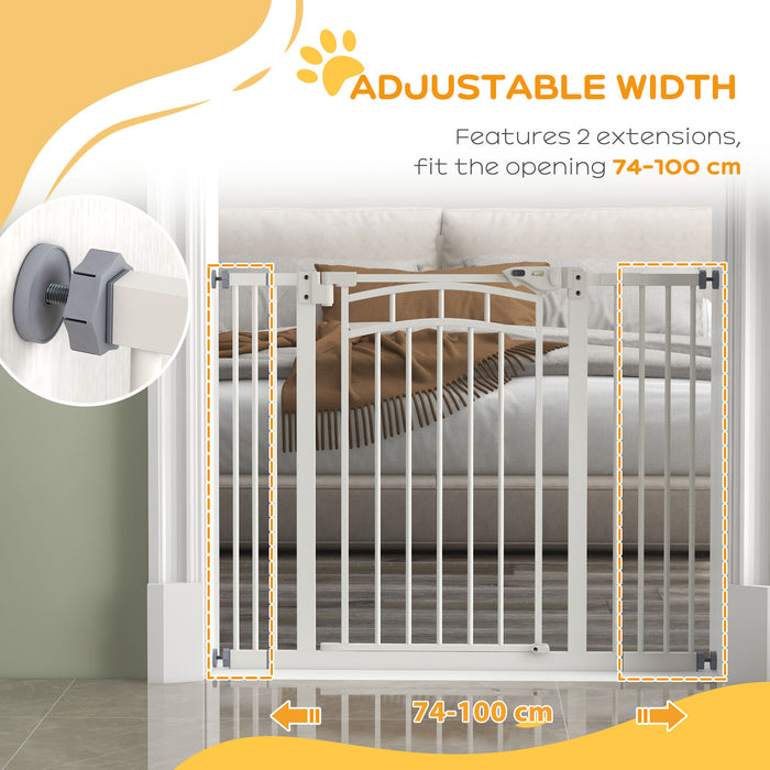 Pressure Fit Safety Stair Gate - Auto Closing Walk Through Door for Pets - Ideal for Small to Medium Dogs, Easy Install, Fits 74-100cm Openings