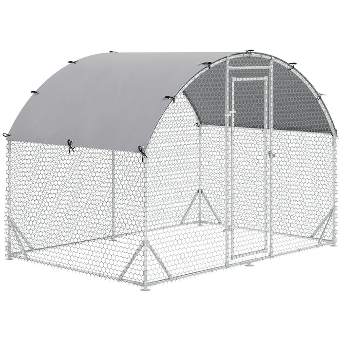 Galvanized Walk In Chicken Coop - Hen Poultry House & Rabbit Hutch with Water-Resistant Cover, Playpen - Outdoor Shelter for Chickens & Small Animals