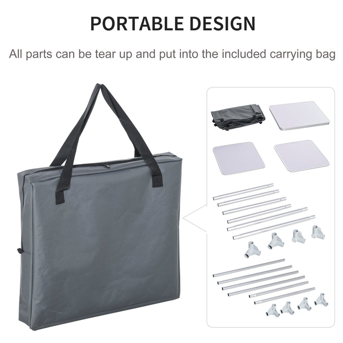 Portable Aluminum Camping Kitchen Station with 2 Shelves - Compact Storage Organizer for Outdoor Cooking and BBQ Parties - Ideal for Picnics and Backyard Gatherings with Convenient Carrying Bag