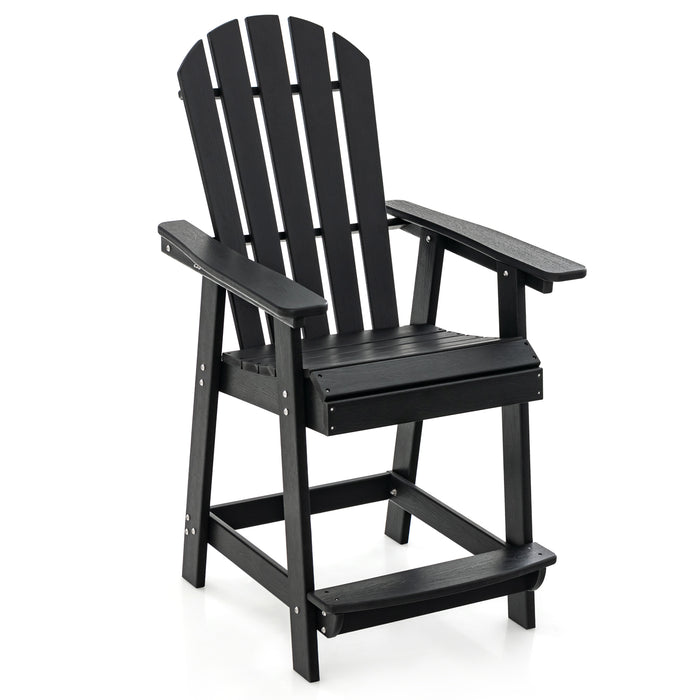 HDPE Outdoor Furniture - High-Density Bar Stool with Armrest & Footrest - Perfect for Garden & Poolside Relaxation