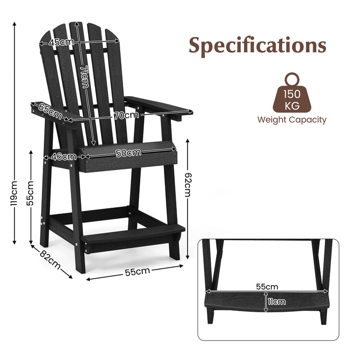 HDPE Outdoor Furniture - High-Density Bar Stool with Armrest & Footrest - Perfect for Garden & Poolside Relaxation