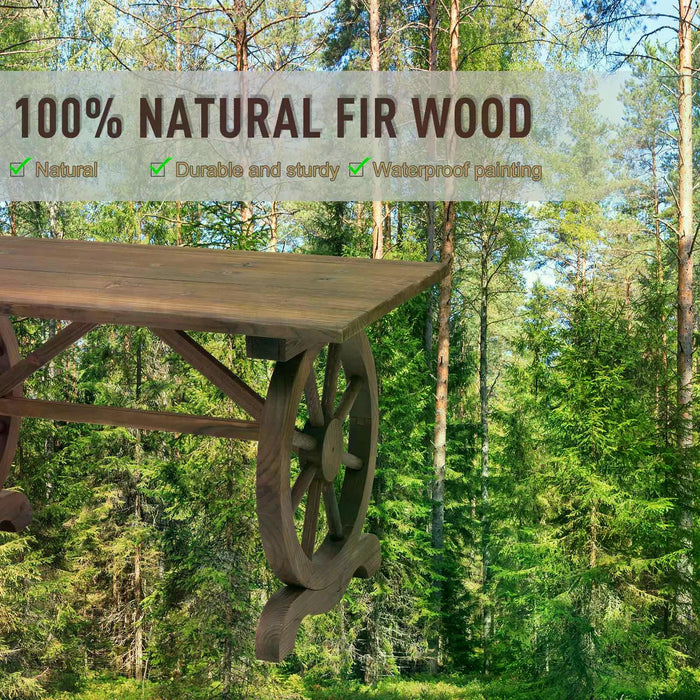 Natural Fir Wood Patio Table - Outdoor Dining and Coffee Table with Water-Resistant Finish - Ideal for Garden Displays and Al Fresco Meals