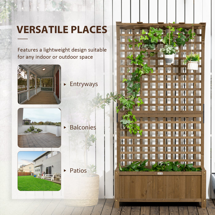 Raised Garden Bed with Climbing Trellis - Wood Planter for Vine Plants, Backyard Privacy Screen - Ideal for Patio, Deck, Coffee Corner Outdoor Ambiance