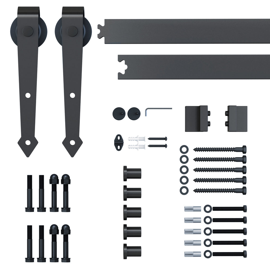 Carbon Steel 6.6FT Sliding Barn Door Hardware Kit - Antique Style Track System for Closet & Wooden Door - Space-Saving Design for Home Renovation