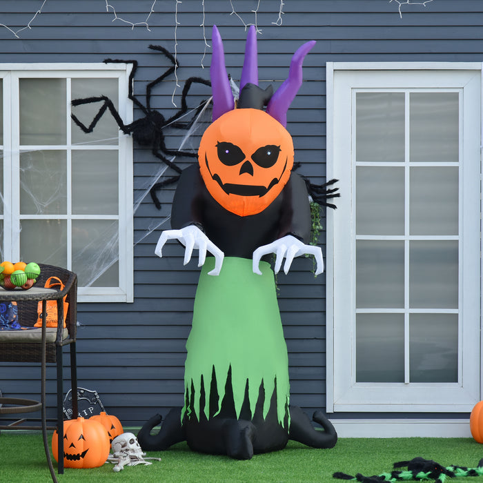 Inflatable Halloween Evil Pumpkin Ghost with LED Lights - 240cm Blow-Up Yard Decoration with Fiery Design - Next Day Delivery for Indoor & Outdoor Festive Displays