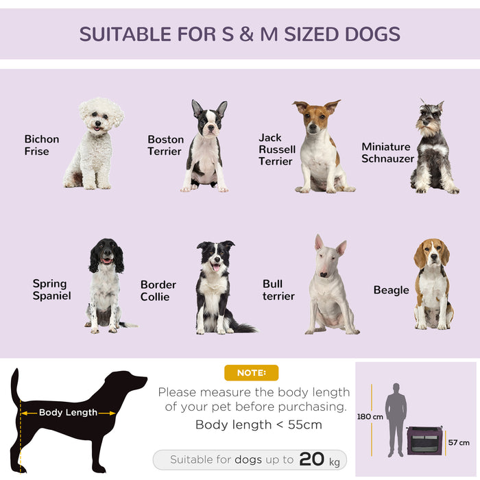Foldable Pet Carrier for Small to Medium Dogs and Cats - Spacious 79.5 x 57 x 57 cm Travel Bag in Purple - Ideal for Safe and Comfortable Pet Transportation