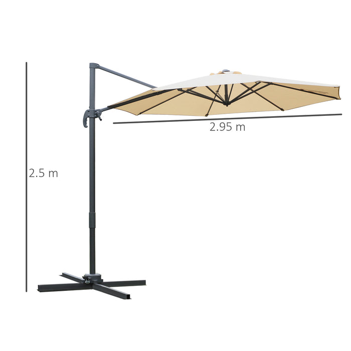 3(m) Patio Offset Parasol - Roma Umbrella with 360° Cantilever Rotation and Cross Base for Versatile Hanging Sun Shade - Ideal Shelter for Outdoor Leisure Spaces