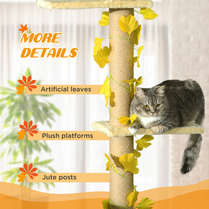 Height Adjustable 202-242cm Cat Tree - Floor-to-Ceiling Design with Sisal Scratching Post, 3-Tier Tower - Entertaining and Space Saving for Feline Friends