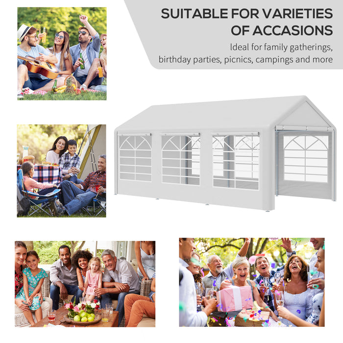 Garden Gazebo Marquee Party Tent - Waterproof Outdoor Shelter with Heavy Duty Steel Frame, 6m x 3m - Ideal for Weddings, Gatherings, Car Protection